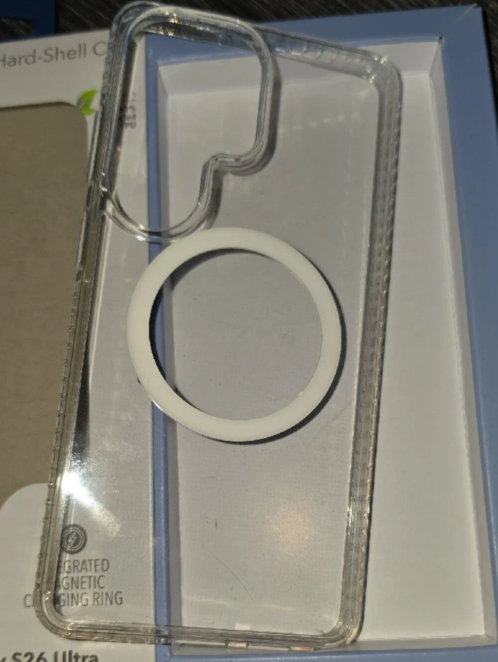 White Hard-Shell Case with Magnetic Charging Ring for Samsung Galaxy S26 Ultra